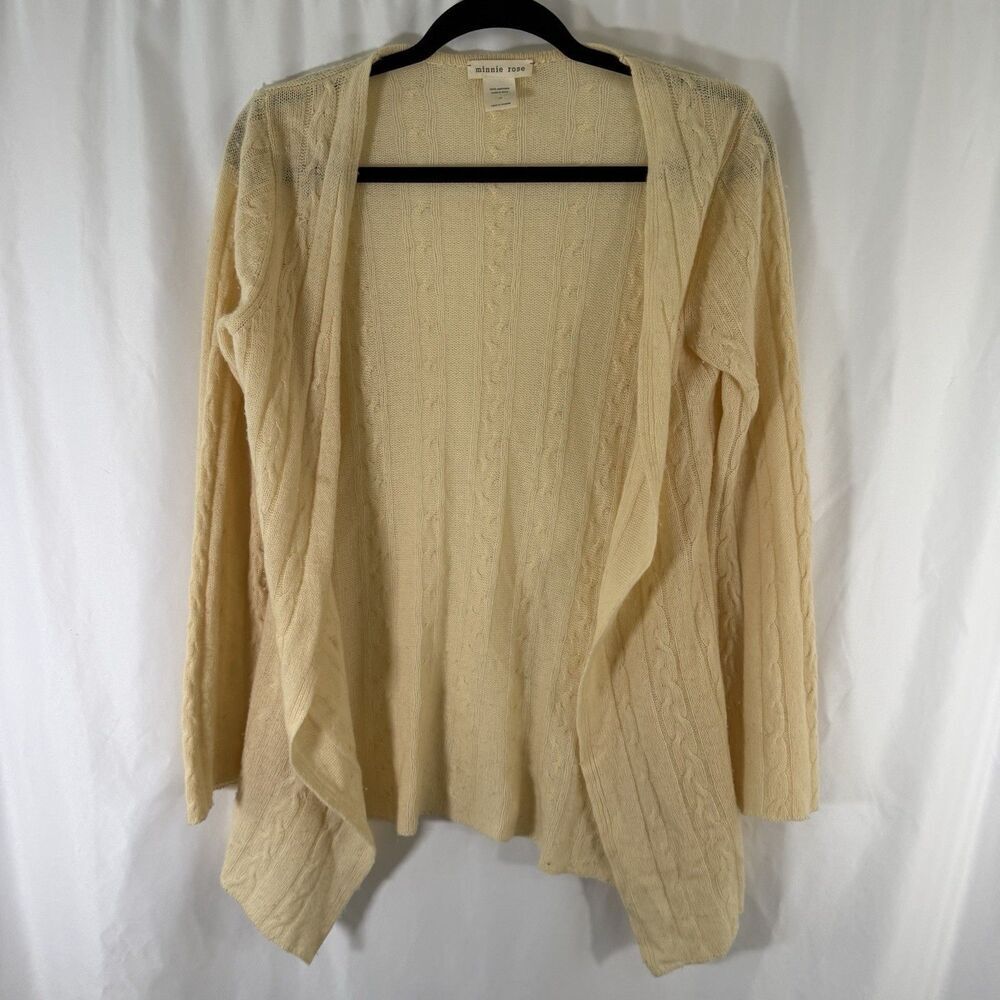 Minnie Rose 100% Cashmere Cardigan Women's Medium Knit Open Front Soft